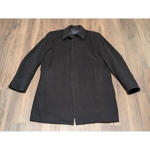 Banana Republic Mens XL Black Wool Blend Topcoat Overcoat Winter Warm Coat‎ READ